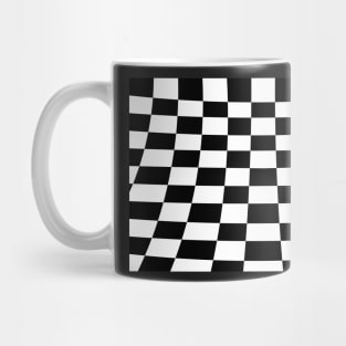 Warped perspective coloured checker board effect grid black and white Mug